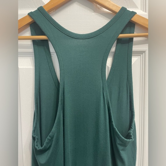 27-Ann Taylor LOFT Beach Maxi Dress LARGE Blue Green Stripe Racerback Stretchy - Picture 7 of 9